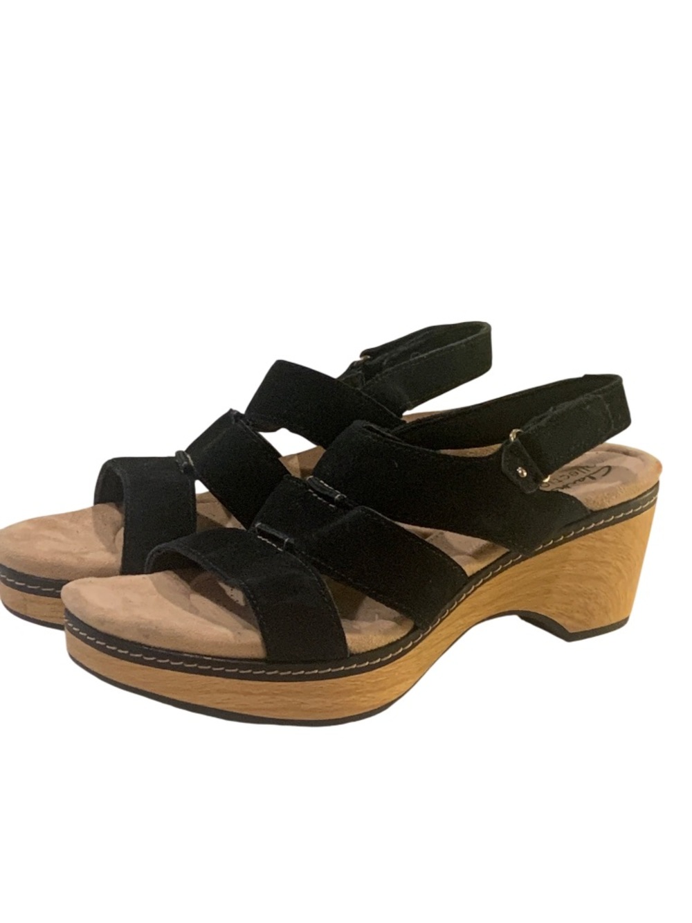 Clarks collection  Black Suede Sandals  size 10 M